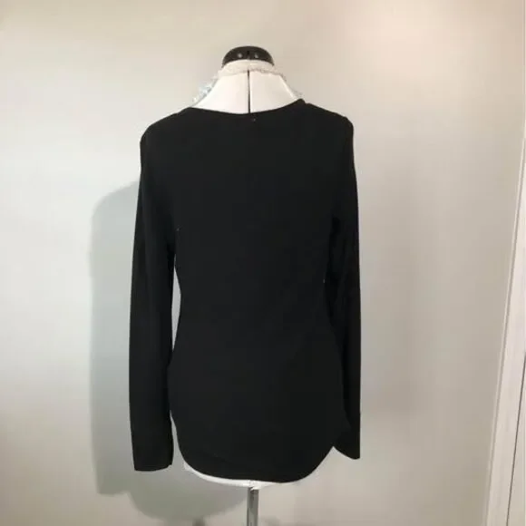 Blouse Large (12-14) Faded Glory Long Sleeve Black C5286 - Picture 2 of 5